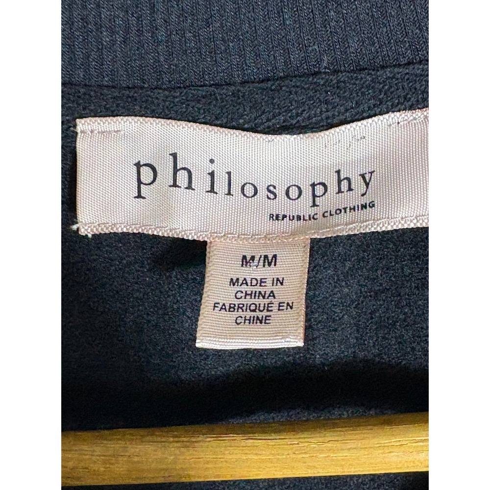 Philosophy Womens Black Gold Sequin Bow Sweatshirt Medium M Lounge Wear - Picture 2 of 5